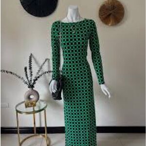 Elegant Green Geometric Dress Michael kors